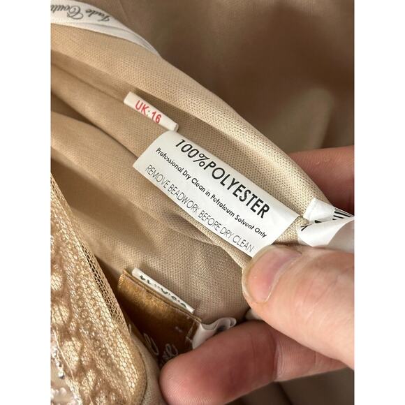 NEW Jade Couture Ball Gown Shawl 14 Beige Gold Lace Sequins Mother of Bride 7649 - Picture 9 of 15